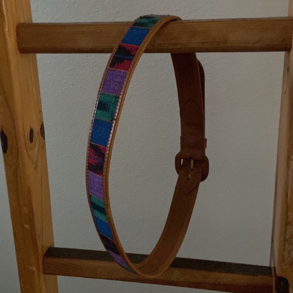 Vintage Leather southwestern 
Textile Belt Made in Guatemala
37” - Picture 3 of 7